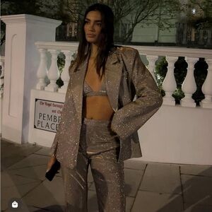 SLA THE LABEL bronze glitter blazer